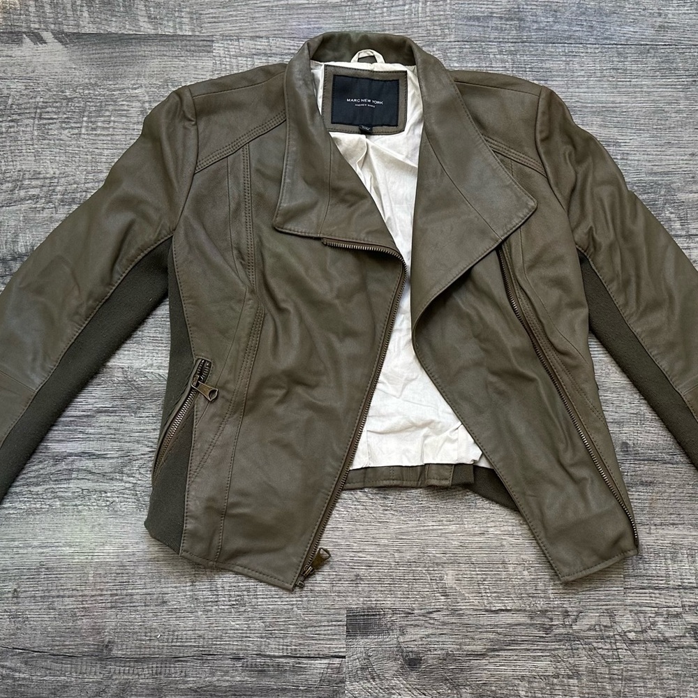 Marc New York Andrew Marc-Olive Leather Jacket for Women